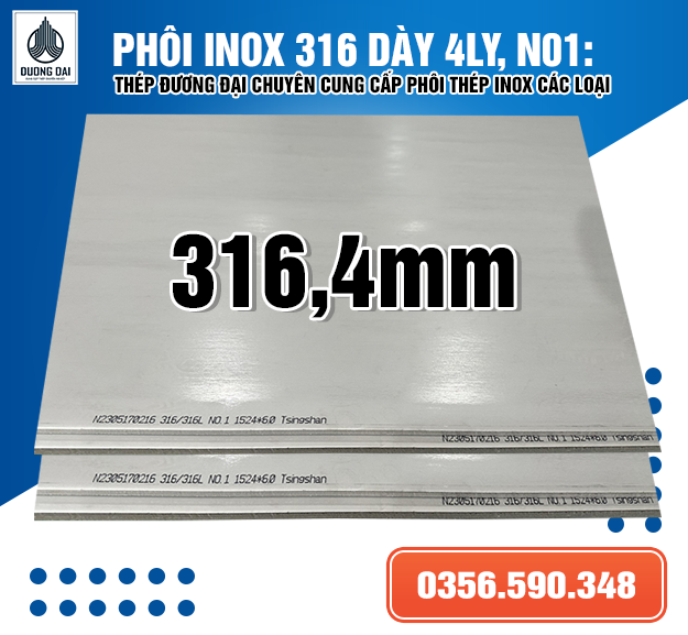 INOX 316 DÀY 4LY, BỀ MẶT N01