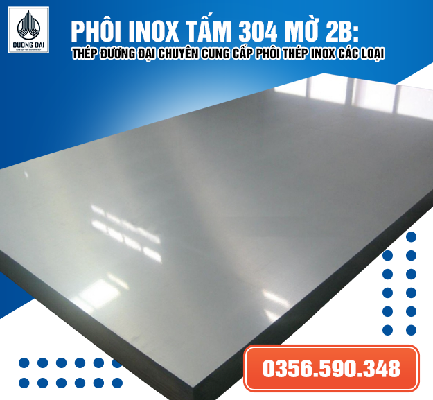 Inox tấm 304 mờ 2B